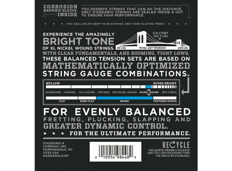 D'Addario EXL170BT Balanced Tension El. (045-107) Bass 
